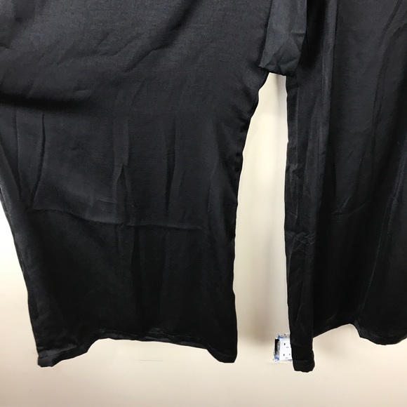 Black High Waisted Palazzo Wide Leg Pants Satin MD - Picture 4 of 8